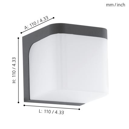 Eglo - LED vägglampa för utomhusbruk LED/4,9W/230V IP44