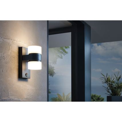 Eglo 96276 - LED utomhus Väggbelysning med sensor ATOLLARI 2xLED/6W