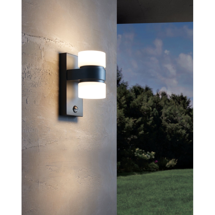 Eglo 96276 - LED utomhus Väggbelysning med sensor ATOLLARI 2xLED/6W