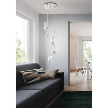 Eglo 96345 - LED Ljuskrona med snöre FARSALA 5xG9/2.5W/230V