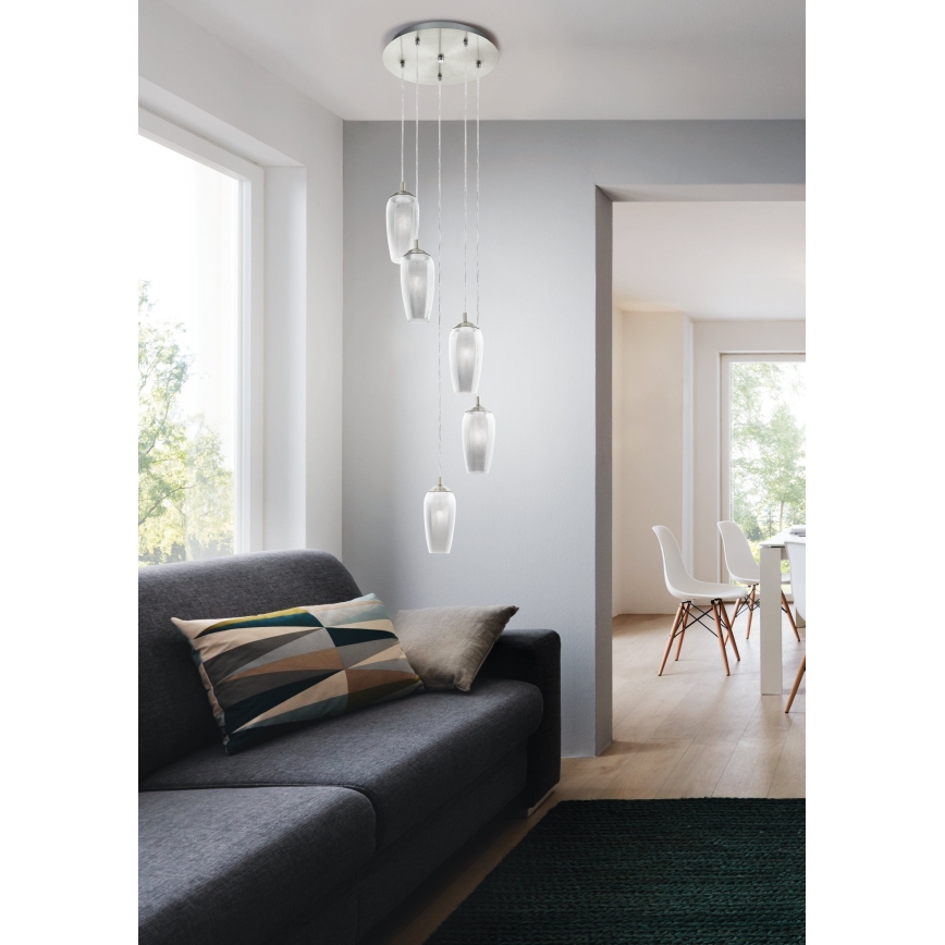 Eglo 96345 - LED Ljuskrona med snöre FARSALA 5xG9/2.5W/230V