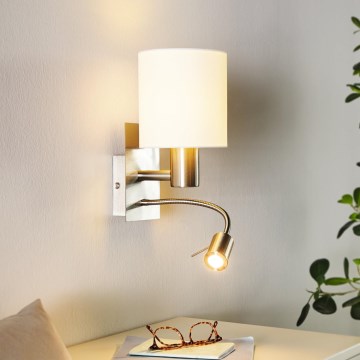 Eglo 96477 - LED Väggbelysning PASTERI 1xE27/40W+LED/3.8W vit