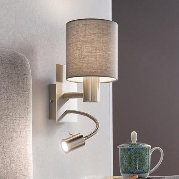 Eglo 96479 - LED Väggbelysning PASTERI 1xE27/40W+LED/3,8W grå