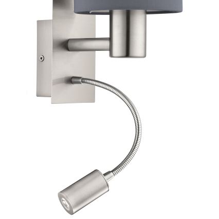 Eglo 96479 - LED Väggbelysning PASTERI 1xE27/40W+LED/3,8W grå