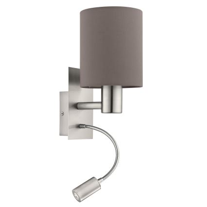 Eglo 96481 - LED Väggbelysning PASTERI 1xE27/40W+LED/3.8W grå