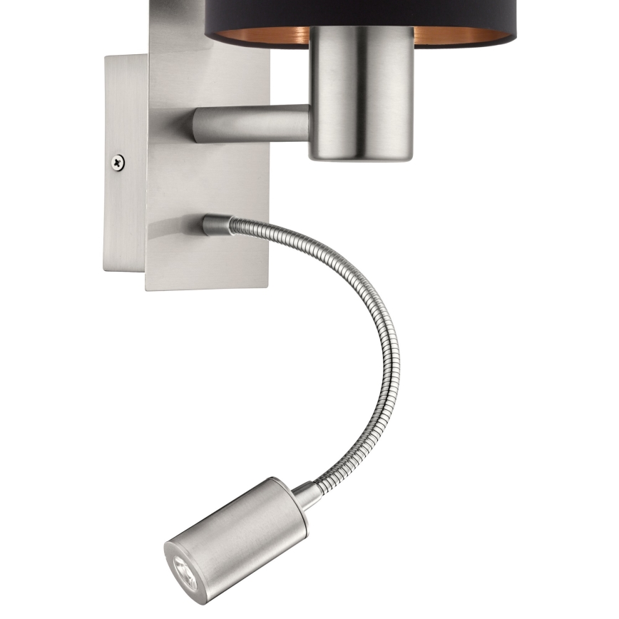 Eglo 96483 - LED Väggbelysning PASTERI 1xE27/40W+LED/3.8W svart
