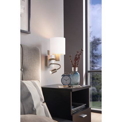 Eglo 96484 - LED Väggbelysning PASTERI 1xE27/40W+LED/3.8W vit