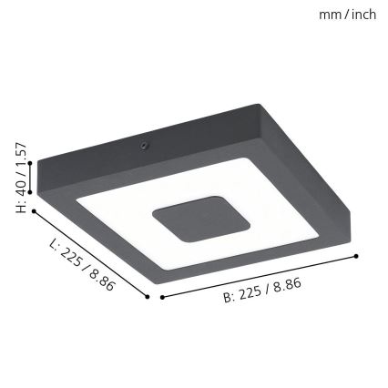 Eglo 96489 - LED utomhus Takbelysning IPHIAS LED/16.5W/230V