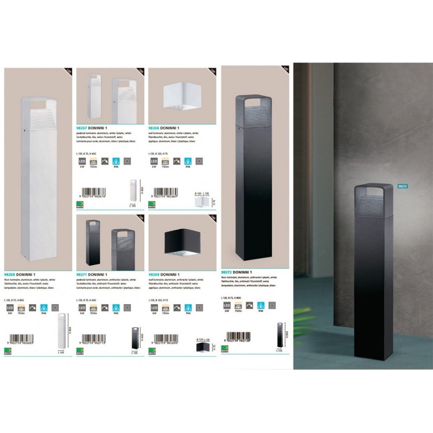 Eglo 96501 - LED utomhus Väggbelysning DONINNI 1xLED/6W/230V