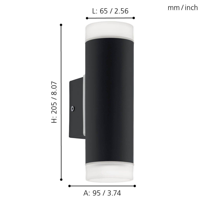 Eglo 96505 - LED utomhus Väggbelysning RIGA 2xGU10/5W