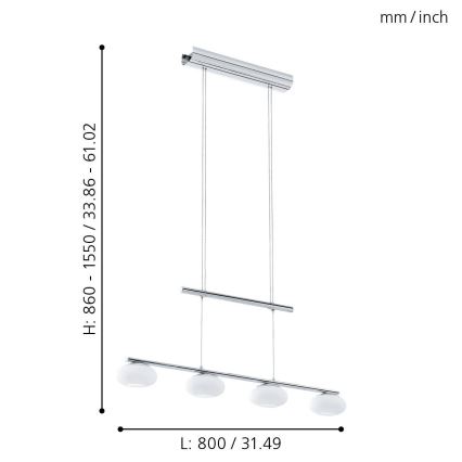 Eglo - LED ljusreglerad ljuskrona på textilsladd 4xLED/4,5W/230V