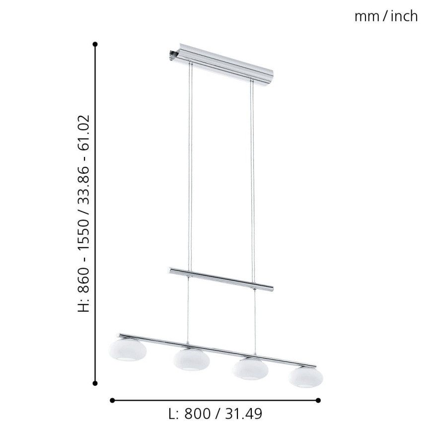 Eglo - LED ljusreglerad ljuskrona på textilsladd 4xLED/4,5W/230V