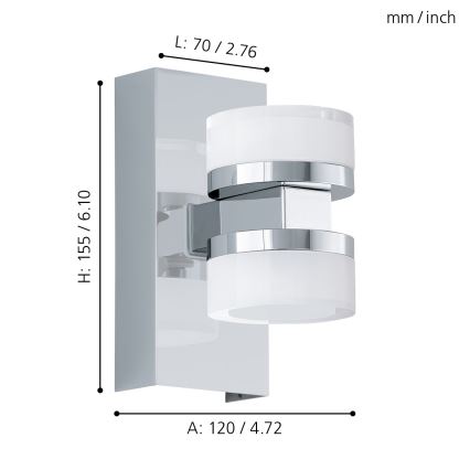 Eglo - LED Ljusreglerad Vägglampa för badrum 2xLED/7,2W/ IP44