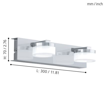 Eglo - LED Ljusreglerad Vägglampa för badrum 2xLED/7,2W/ IP44