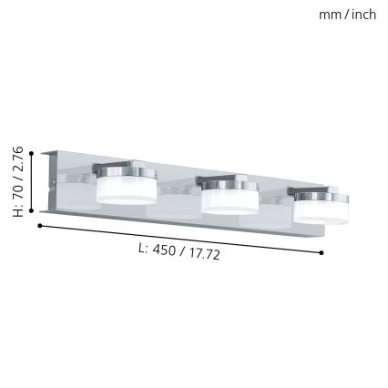 Eglo - LED Ljusreglerad Vägglampa för badrum 3xLED/7,2W/ IP44