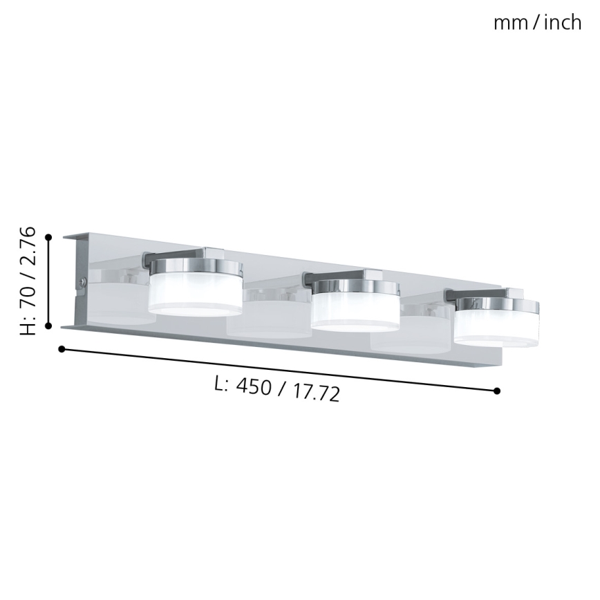 Eglo - LED Ljusreglerad Vägglampa för badrum 3xLED/7,2W/ IP44