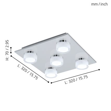 Eglo - LED ljusreglerad taklampa till badrum 5xLED/7,2W/ IP44