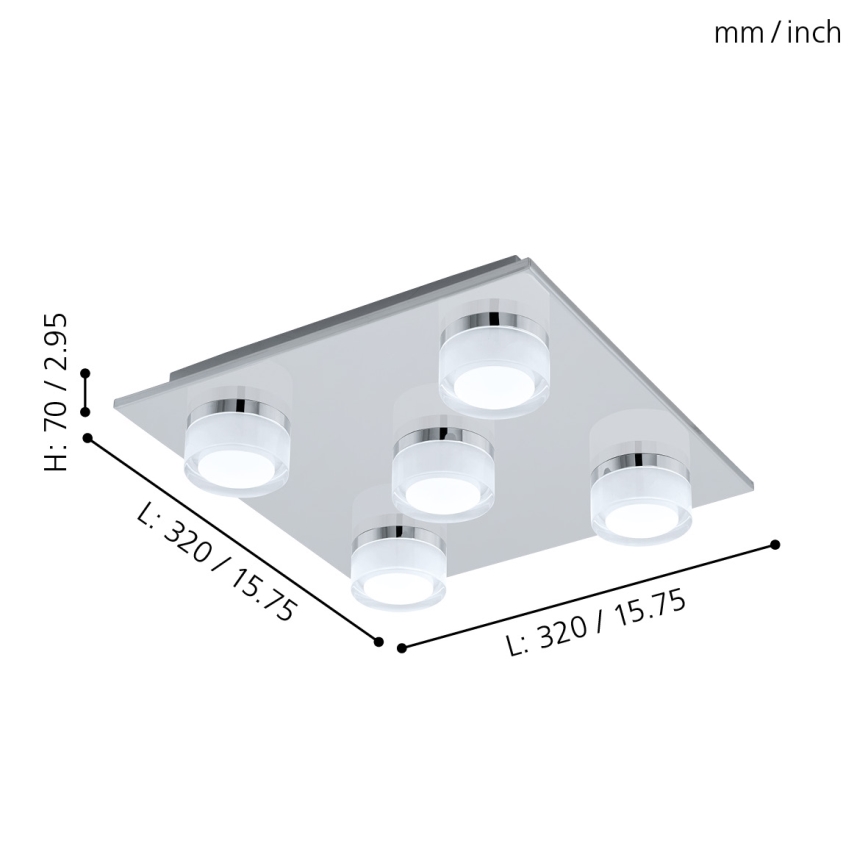 Eglo - LED ljusreglerad taklampa till badrum 5xLED/7,2W/ IP44