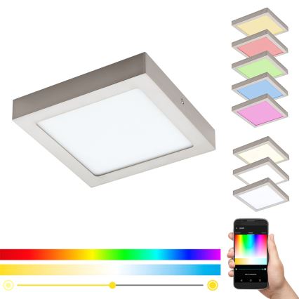 Eglo - LED RGBW dimbar taklampa FUEVA-C LED/15,6W/230V Bluetooth 22,5x22,5 cm