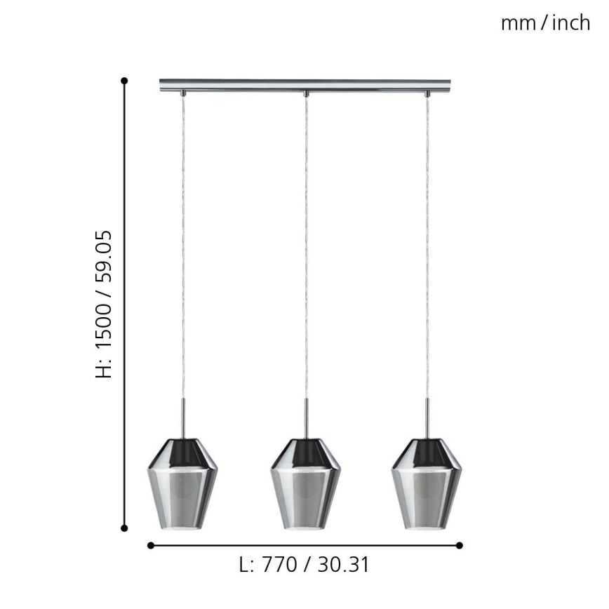 Eglo 96774 - Hängande lampa MURMILLO 3xE27/28W/230V