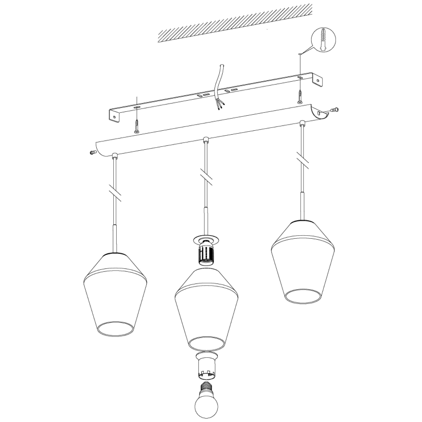 Eglo 96774 - Hängande lampa MURMILLO 3xE27/28W/230V