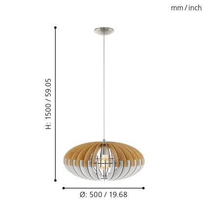 Eglo 96963 - Hängande lampa SOTOS 1xE27/60W/230V 500  mm
