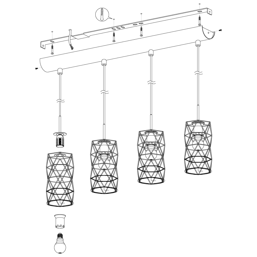 Eglo 97066 - Hängande lampa ESTEVAU 4xE27/60W/230V
