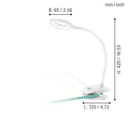 Eglo 97077 - LED-lampa med klämma CABADO 1xLED/3W/230V vit