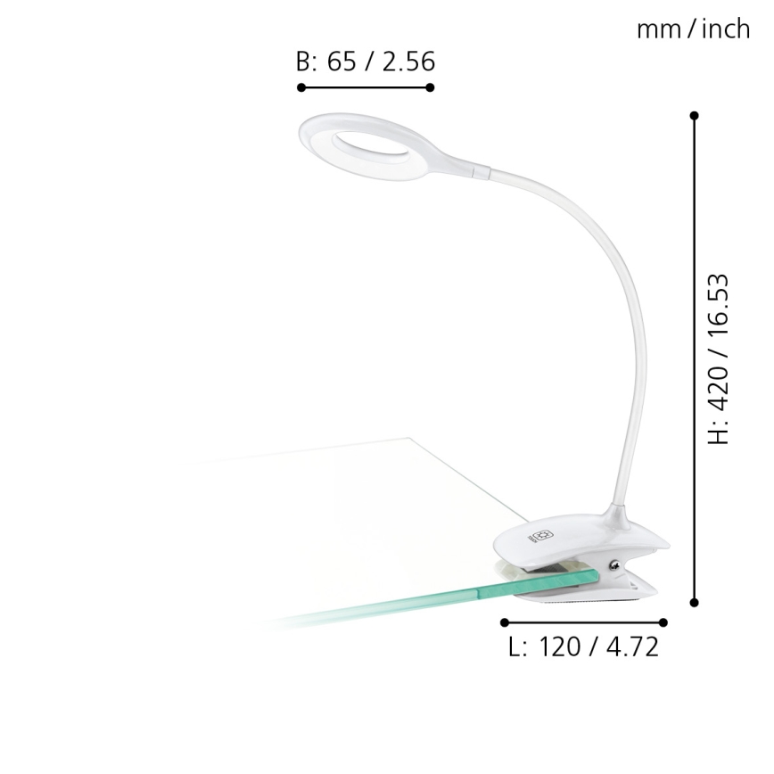 Eglo 97077 - LED-lampa med klämma CABADO 1xLED/3W/230V vit
