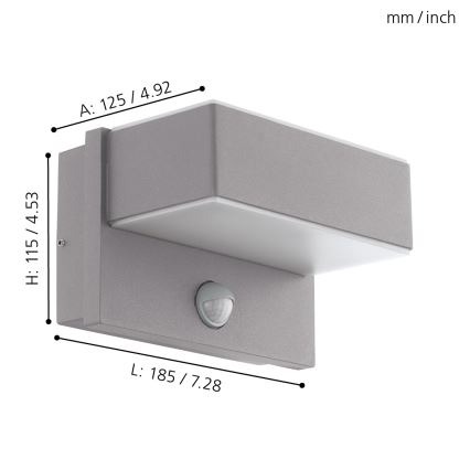 Eglo 97159 - LED Utomhus Väggbelysning med sensor AZZINANO 2xLED/5,6W/230V