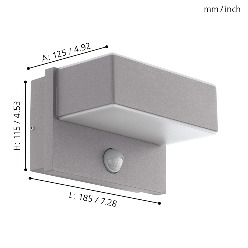 Eglo 97159 - LED Utomhus Väggbelysning med sensor AZZINANO 2xLED/5,6W/230V