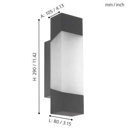 Eglo 97222 - Utomhus LED Väggbelysning GORZANO LED/4,8W/230V