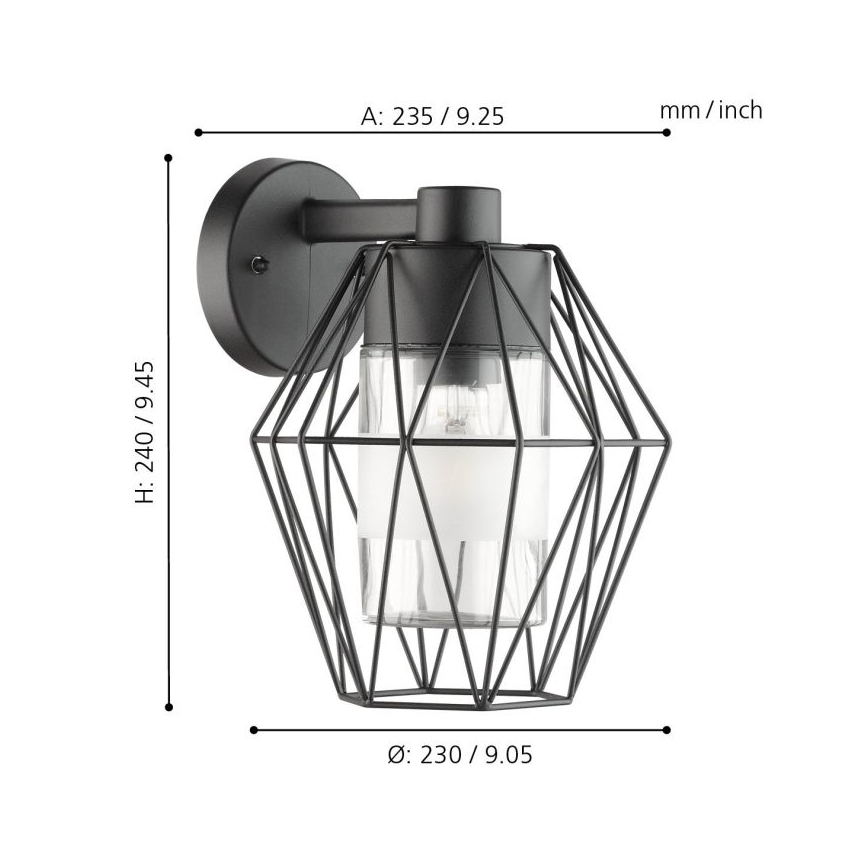 Eglo 97226 - Utomhus Väggbelysning CANOVE 1xE27/60W/230V