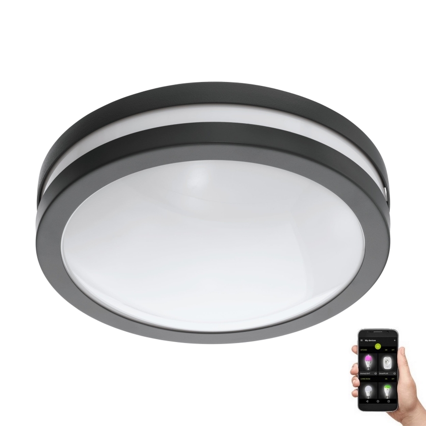 Eglo - LED ljusreglerad taklampa till badrum LOCANA-C LED/14W/230V Bluetooth IP44 antracit
