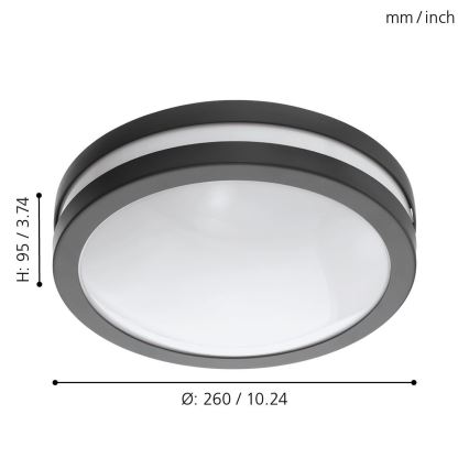 Eglo - LED ljusreglerad taklampa till badrum LOCANA-C LED/14W/230V Bluetooth IP44 antracit