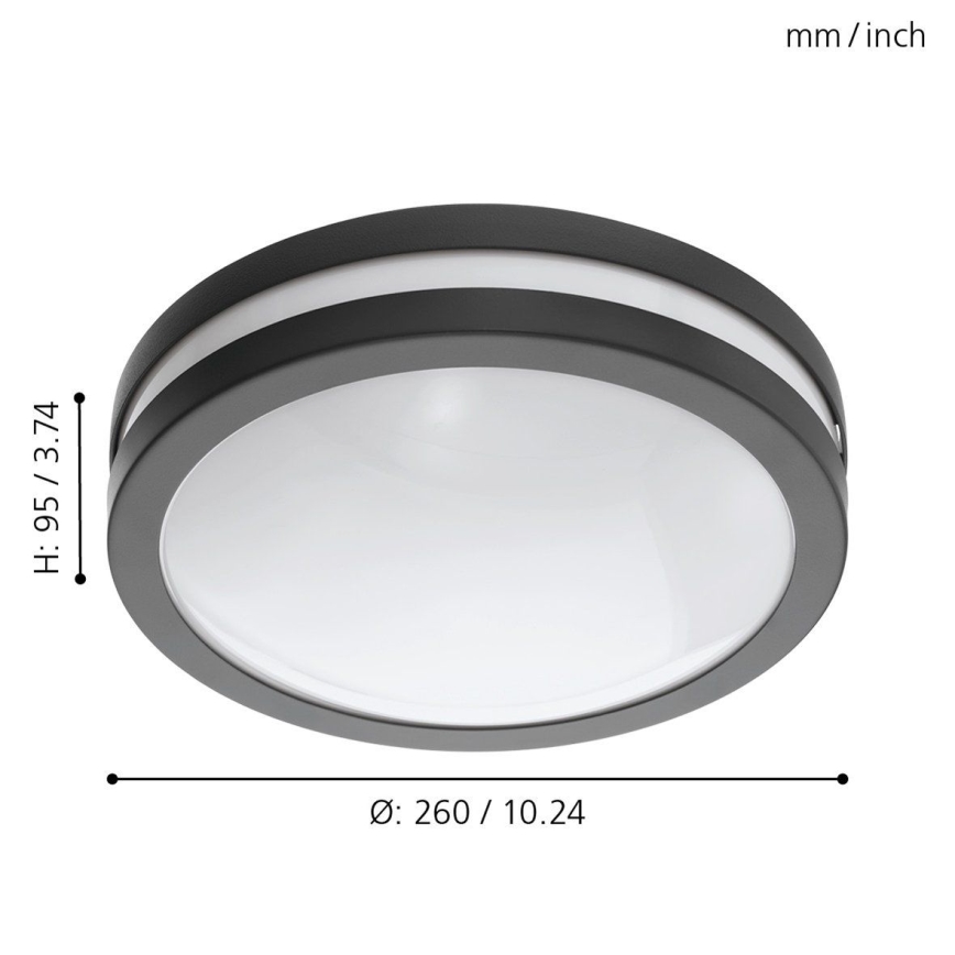 Eglo - LED ljusreglerad taklampa till badrum LOCANA-C LED/14W/230V Bluetooth IP44 antracit