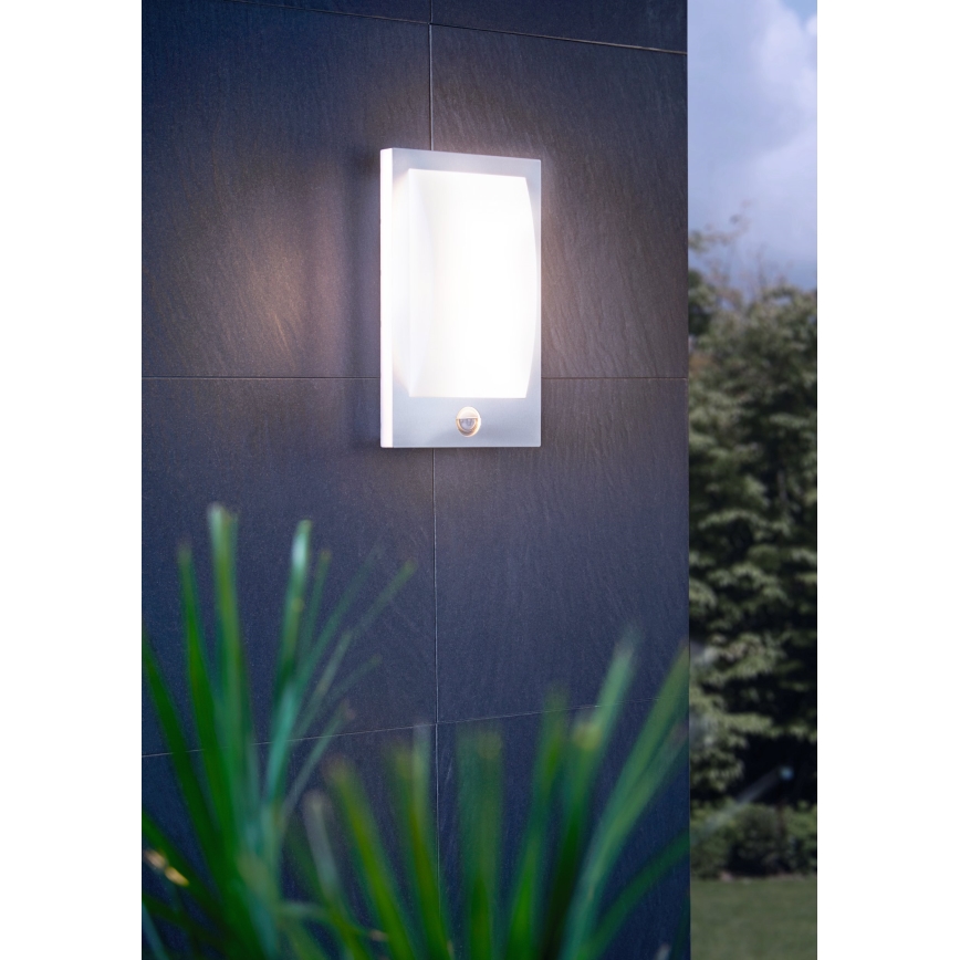 Eglo - Utomhus vägglampa med sensor 1xE27/12W/230V IP44 matt krom