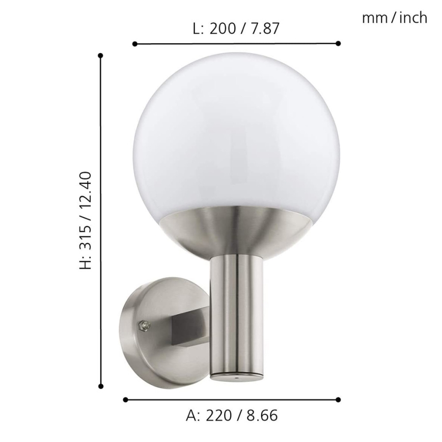 Eglo - LED Dimbart utomhus vägglampa NISIA-C 1xE27/9W/230V IP44