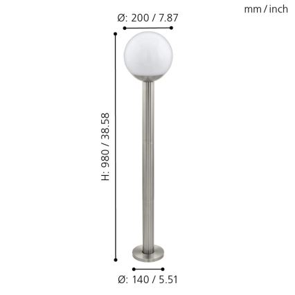 Eglo - LED ljusreglerad utomhuslampa NISIA-C 1xE27/9W/230V 980 mm IP44