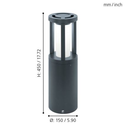 Eglo 97252 - Utomhus LED-lampa GISOLA 1xLED/12W/230V IP44 450 mm