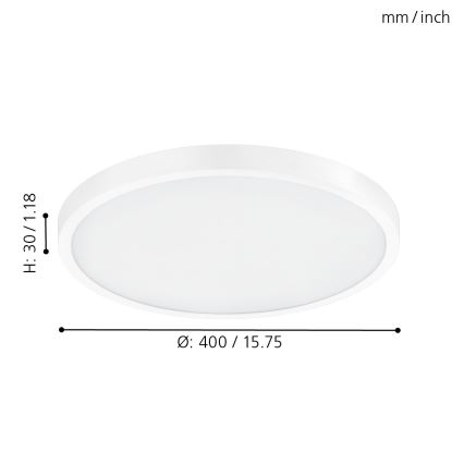Eglo 97262 - LED Takbelysning FUEVA 1 1xLED/25W/230V vit ROUND 2500 lm