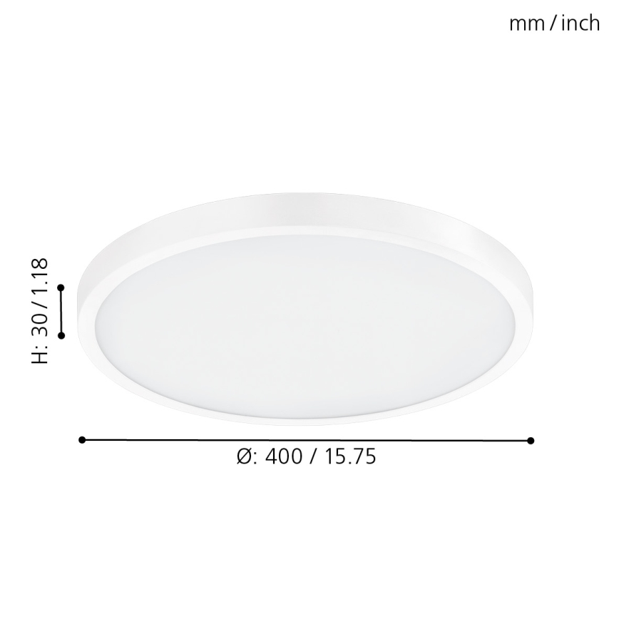 Eglo 97262 - LED Takbelysning FUEVA 1 1xLED/25W/230V vit ROUND 2500 lm