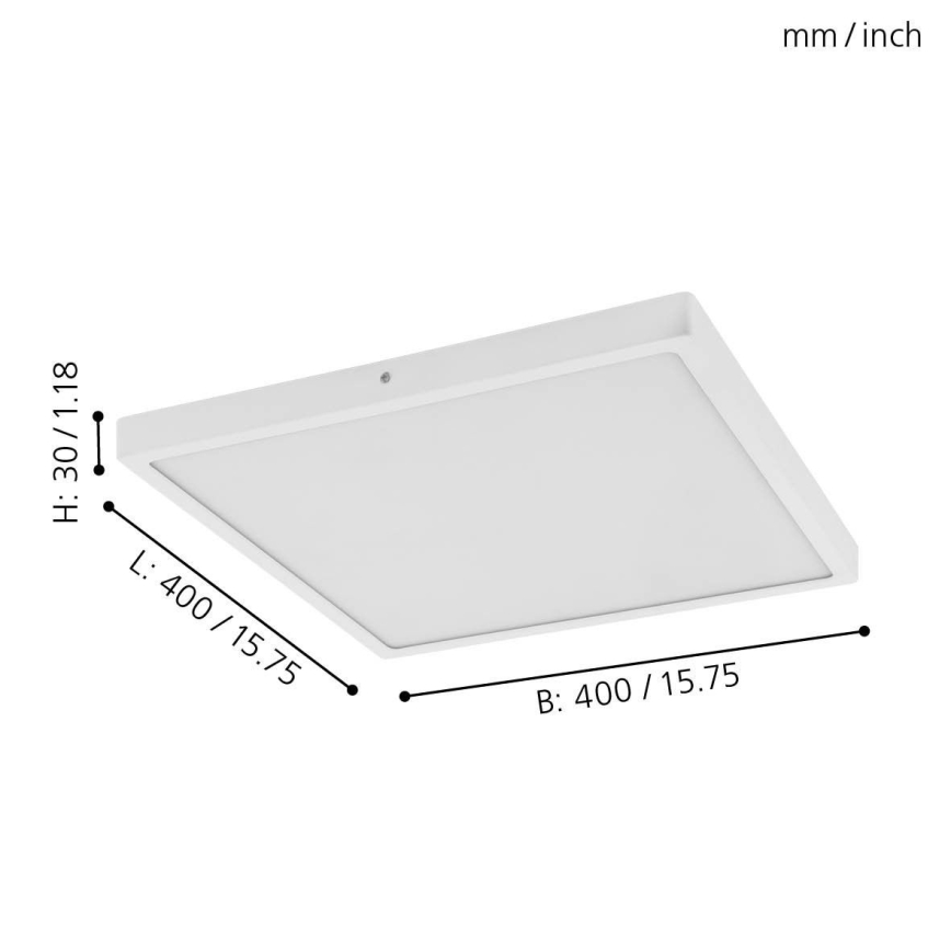 Eglo 97264 - LED Takbelysning FUEVA 1 1xLED/25W/230V vit kantig 2500 lm