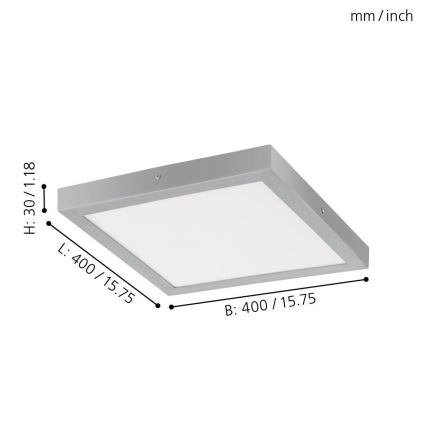 Eglo 97265 - LED Takbelysning FUEVA 1 1xLED/25W/230V silver kantig