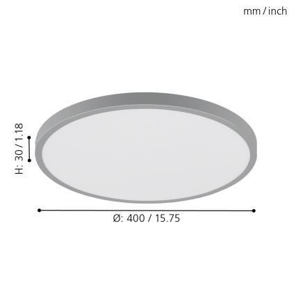 Eglo 97267 - LED Takbelysning FUEVA 1 1xLED/25W/230V silver ROUND 4000K