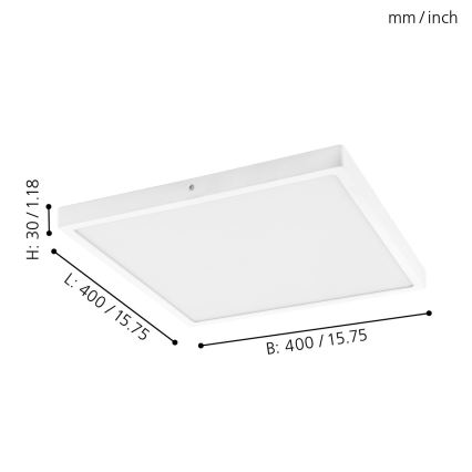 Eglo 97268 - LED Takbelysning FUEVA 1 1xLED/25W/230V vit kantig 4000K