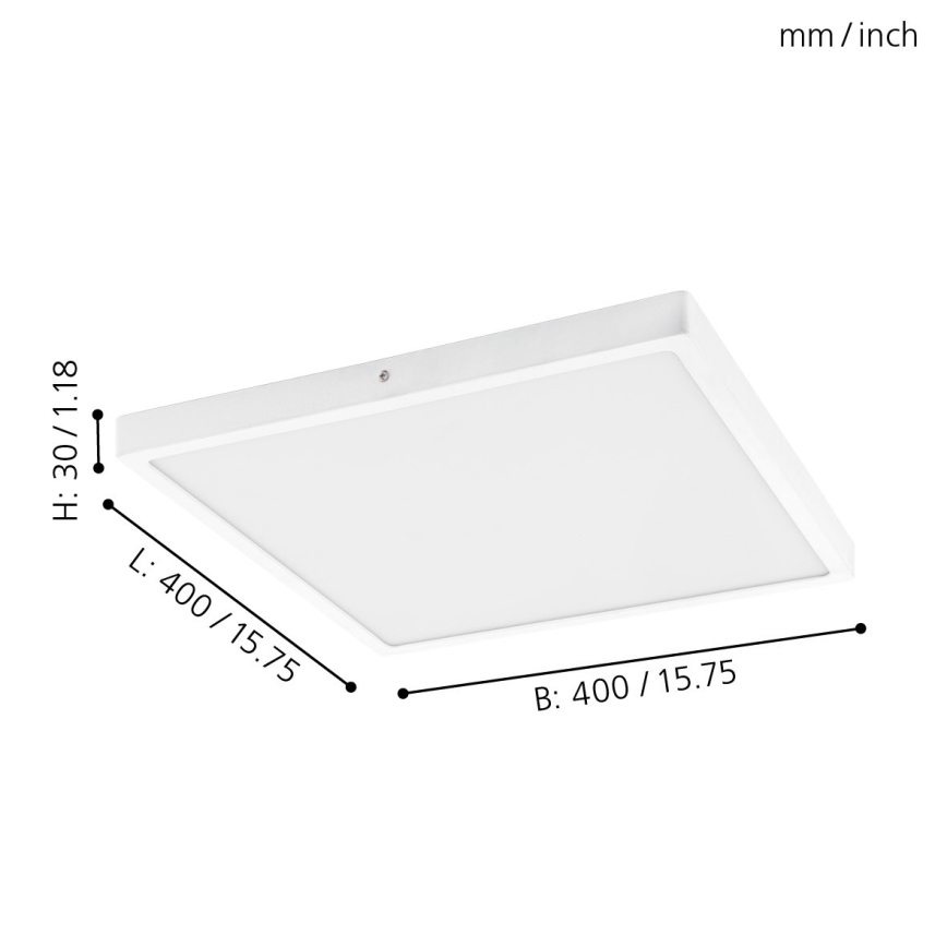 Eglo 97268 - LED Takbelysning FUEVA 1 1xLED/25W/230V vit kantig 4000K