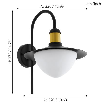 Eglo 97285 - Utomhus Väggbelysning SIRMIONE 1xE27/60W/230V