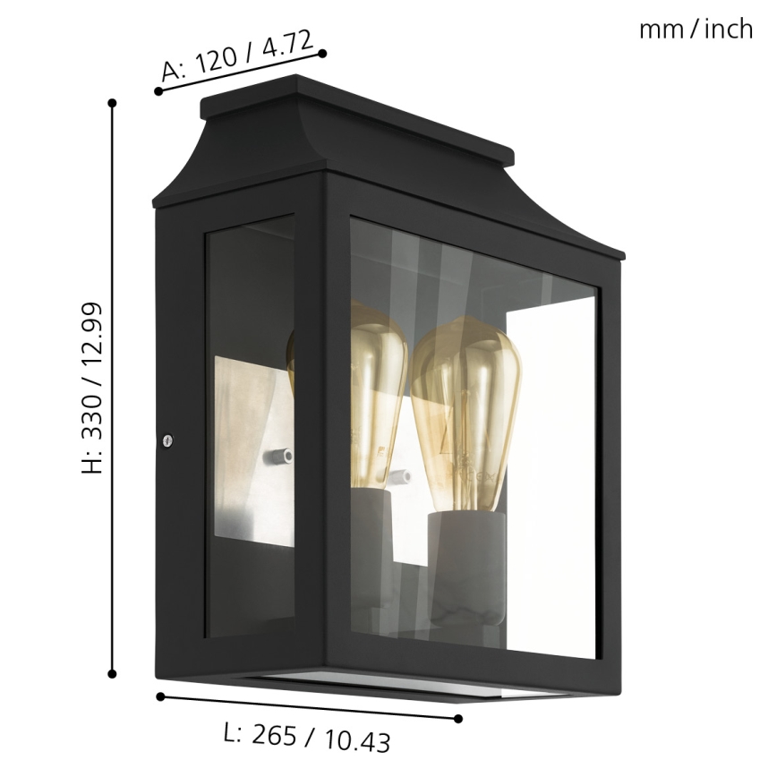 Eglo 97294 - Utomhus Väggbelysning SONCINO 2xE27/60W/230V