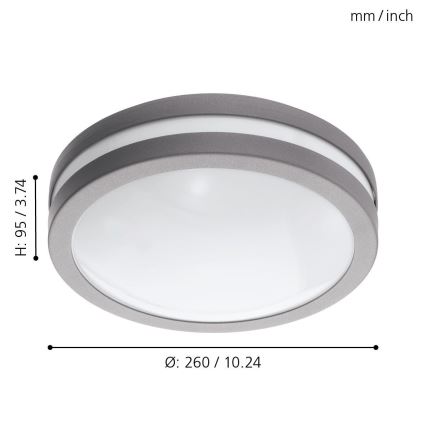 Eglo - LED dimbar takarmatur för badrum LOCANA-C LED/14W grå IP44